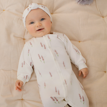 Load image into Gallery viewer, Pyjama blanc cassé à imprimé lavande