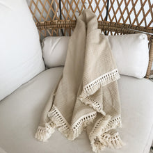 Load image into Gallery viewer, Couverture en mousseline à franges - bleu